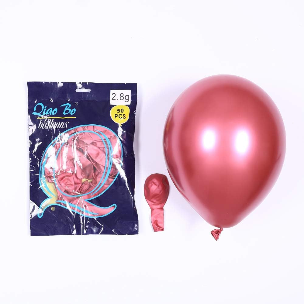 3.2G 12Inch 100Pcs Metallic Chrome Balloon in Rose Pink for Wedding Birthday Party Decoration (Rose Pink)