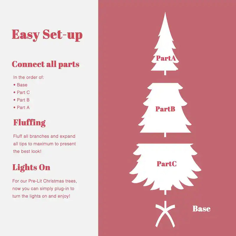 7-Ft Pre-Lit Pink Artificial Christmas Tree with White LED Lights