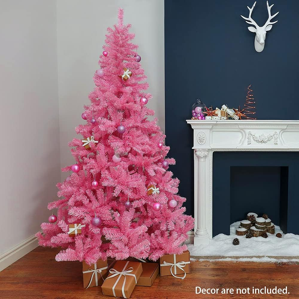 6.5Ft Pink Christmas Tree Include Storage Bag, Artificial Xmas Tree, 900 Branch Tips for Outdoor/Indoor