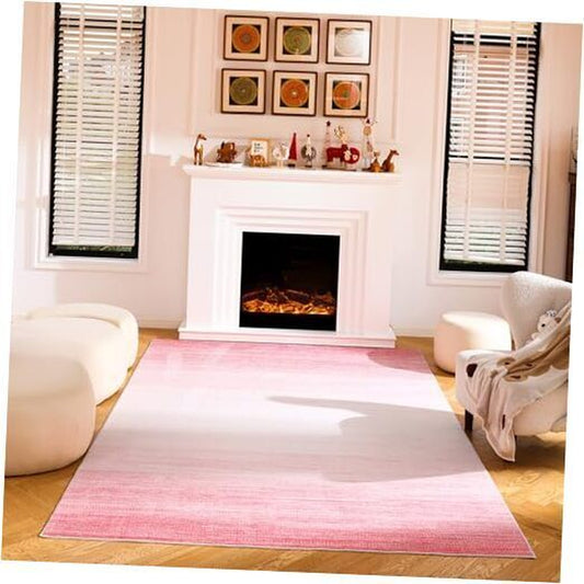 Ombre Washable 5X7S for Living Room Stylish Indoor Nursery 5X7Ft Pink Rug