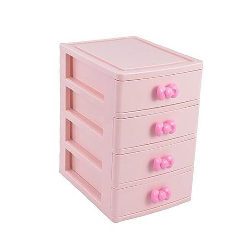 Cute Pink Bowknot Makeup Four Drawers (7.06 X 5.22 X 8.05 Inches) & Pink