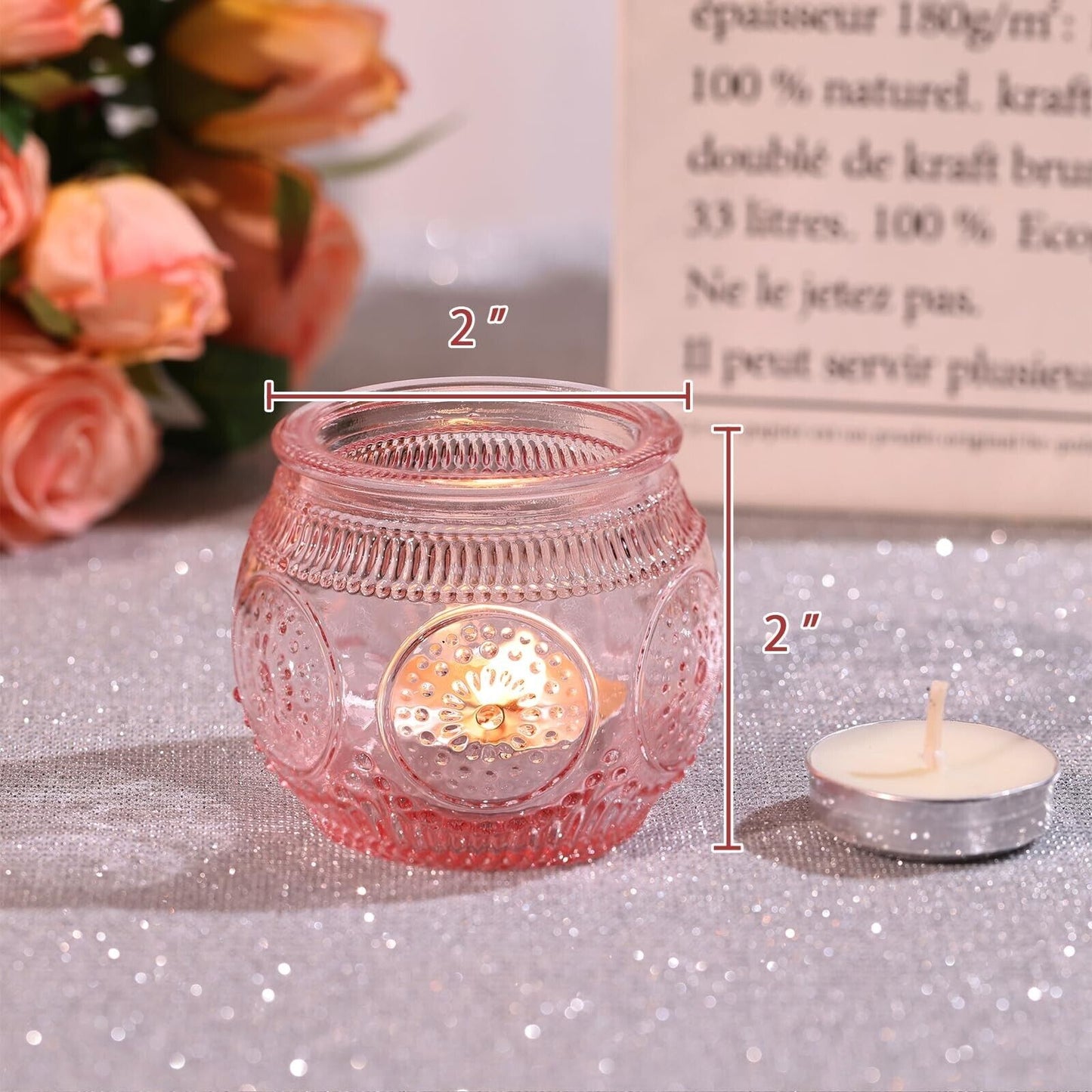 LAMORGIFT 36 Pcs Pink Candle Holders- Pink Table Decor for Sweet 16Th Party/B...