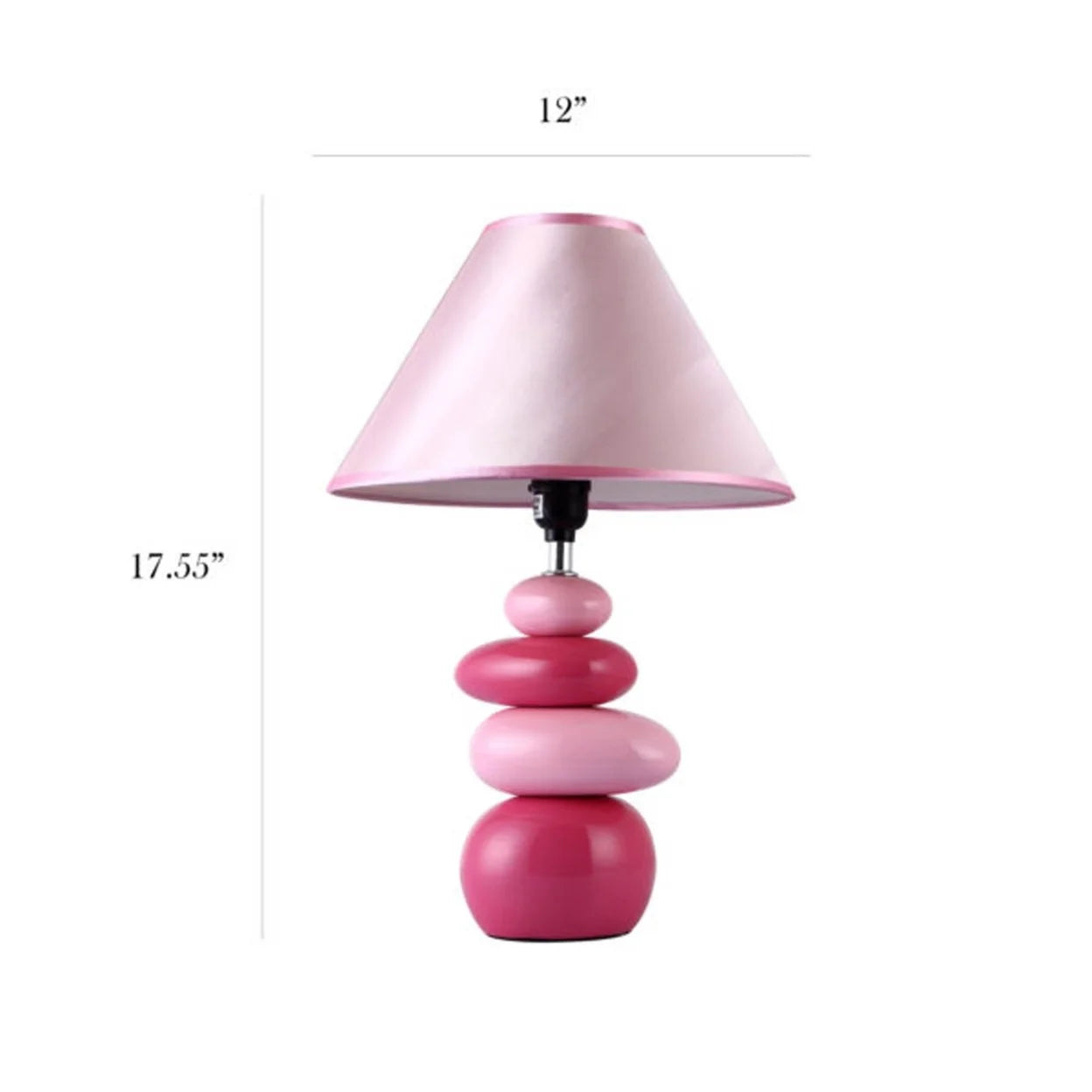 Ceramic Shades of Stone Table Lamp in Pink with Pink Shade