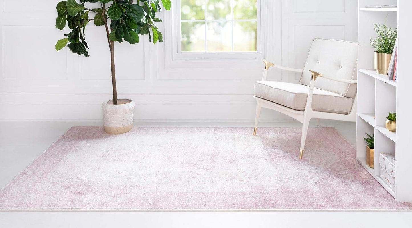 Dover Collection Rug – 10' X 14' Pink Low-Pile Rug Perfect for Living Rooms, Large Dining Rooms, Open Floorplans