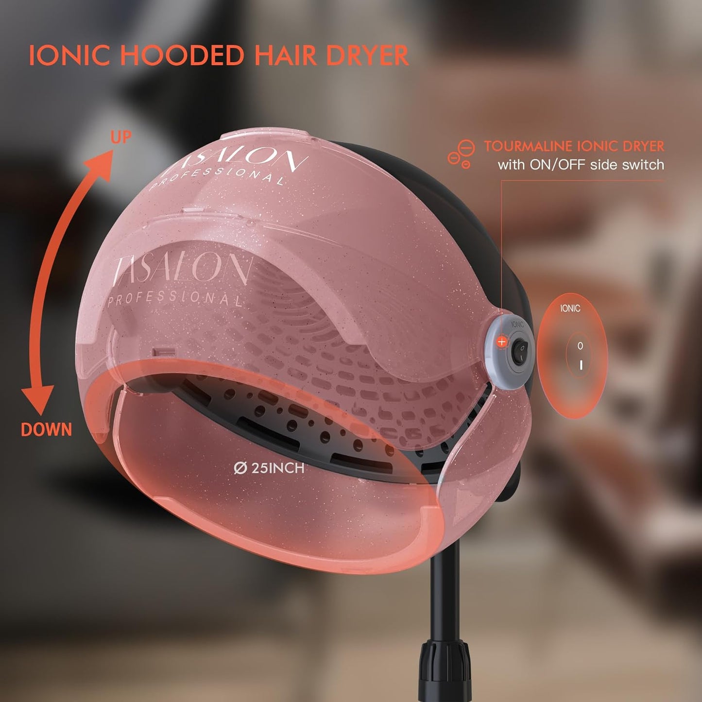 Tasalon Ionic Professional Pink Hooded Hair Dryer