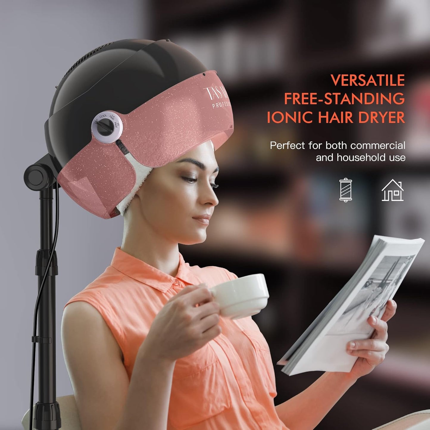 Tasalon Ionic Professional Pink Hooded Hair Dryer