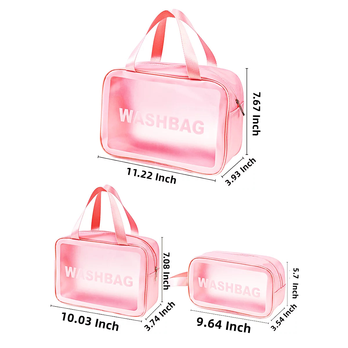 Pink Travel Toiletry Bag Pink Cosmetic Bag Transparent Make up Bag Travel Organizer for Accessories