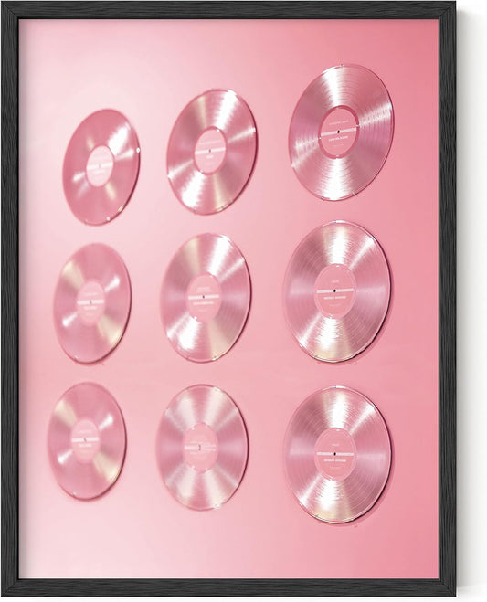 Records for Wall Aesthetic Pink Cds - Poster for Room Aesthetic 90S Blush Pink Room Decor Pink Posters for Room Aesthetic VSCO Posters for College Dorms, (Black Framed, 12X16)