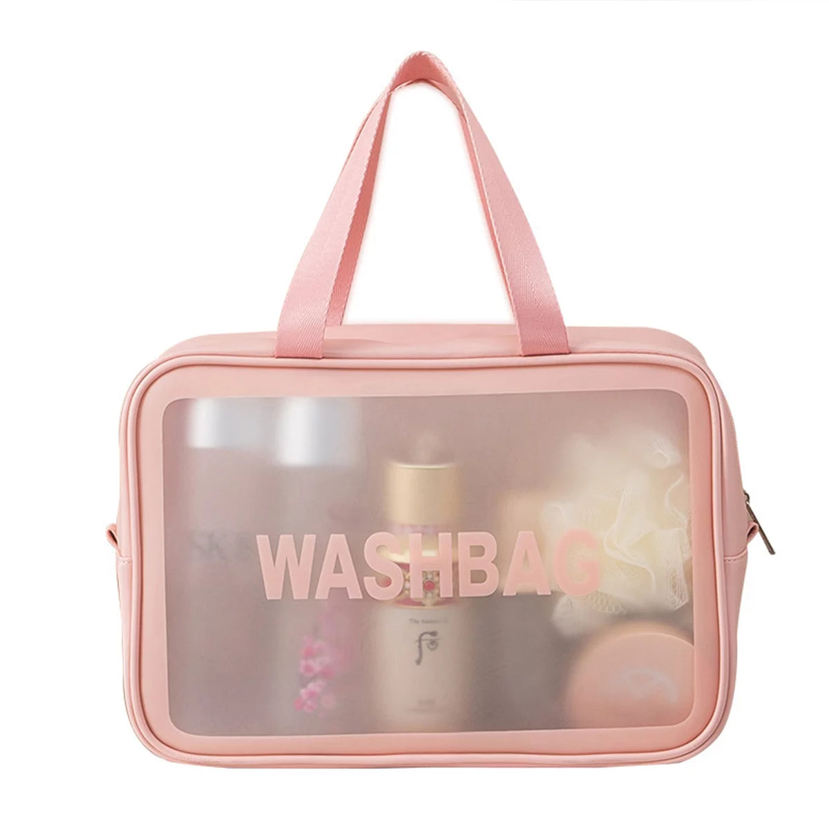 Pink Travel Toiletry Bag Pink Cosmetic Bag Transparent Make up Bag Travel Organizer for Accessories