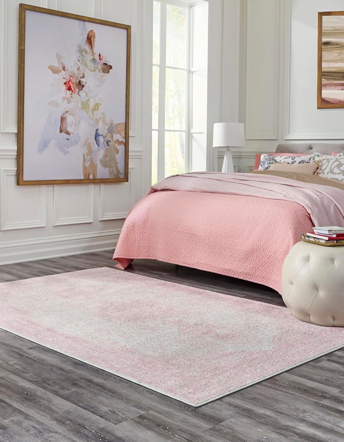 Dover Collection Rug – 10' X 14' Pink Low-Pile Rug Perfect for Living Rooms, Large Dining Rooms, Open Floorplans