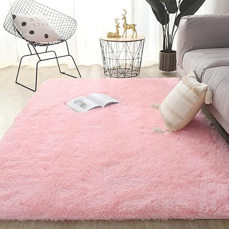 Faux Fur Rectangle Winter Rug Ultra Soft Plush Large Animal Rugs Living Room Pink Rug Office Area Rug for Christmas Deco (Pink,3.3×5.2 Ft)