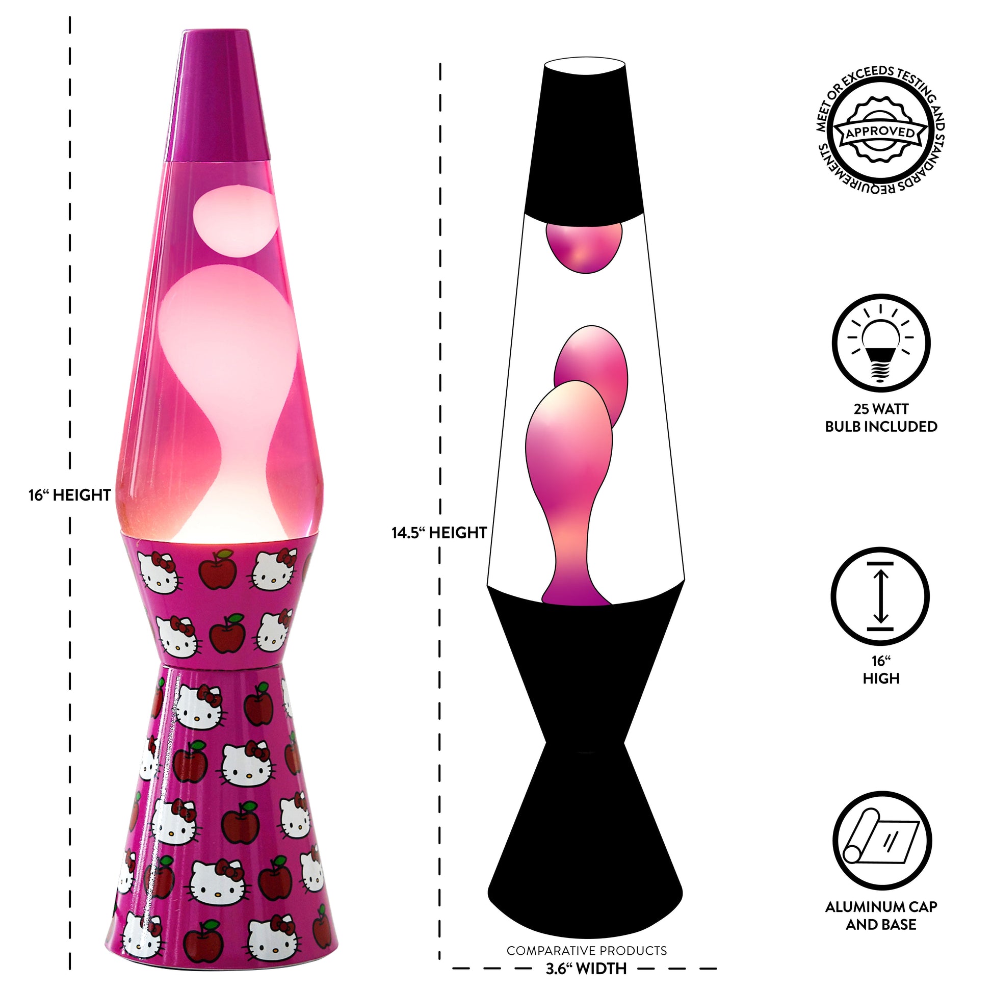 16" Lava Motion Volcano Lamp, Pink Wax in Pink Liquid