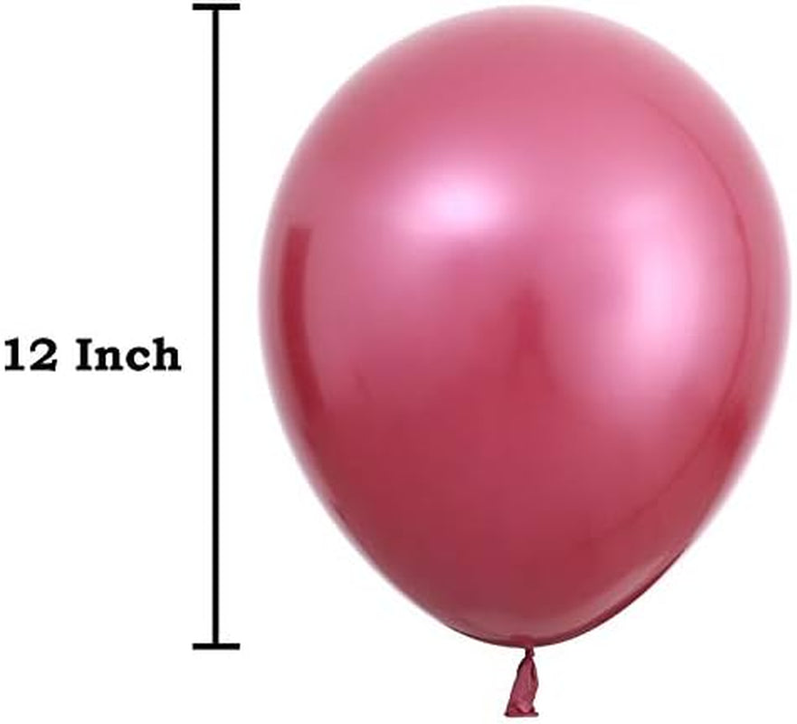 3.2G 12Inch 100Pcs Metallic Chrome Balloon in Rose Pink for Wedding Birthday Party Decoration (Rose Pink)