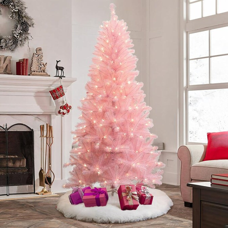 6.5-Ft Pre-Lit Artificial Christmas Tree with White LED Lights