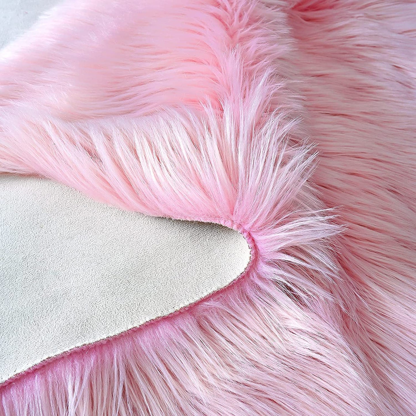 Soft Faux Fur Fluffy Area Rug, Luxury Fuzzy Sheepskin Carpet Rugs for Bedroom Living Room, Shaggy Silky Plush Carpet Bedside Rug Floor Mat, 2Ft X 4Ft, Pink