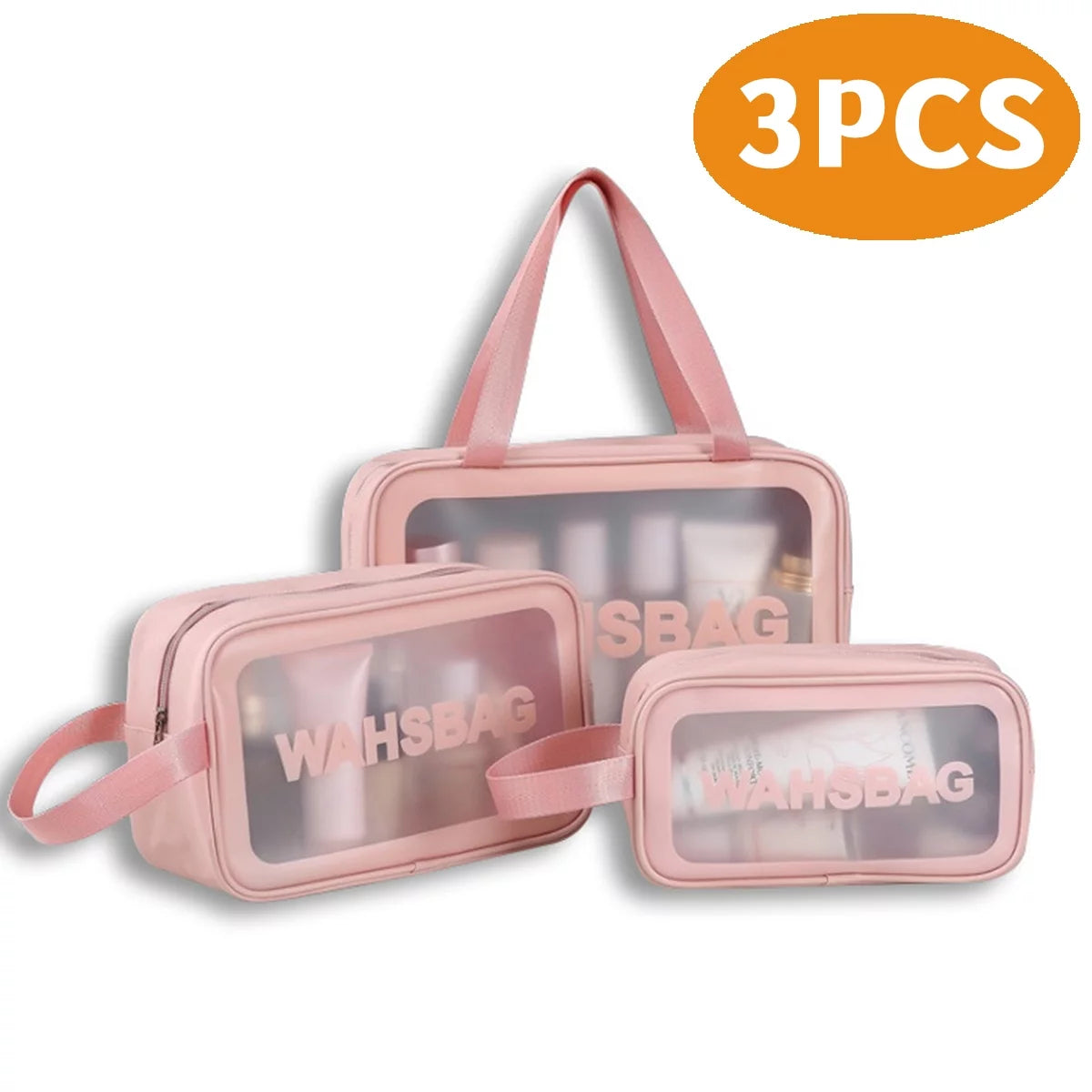 Pink Travel Toiletry Bag Pink Cosmetic Bag Transparent Make up Bag Travel Organizer for Accessories