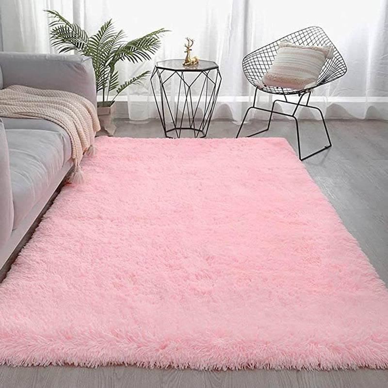 Faux Fur Rectangle Winter Rug Ultra Soft Plush Large Animal Rugs Living Room Pink Rug Office Area Rug for Christmas Deco (Pink,3.3×5.2 Ft)