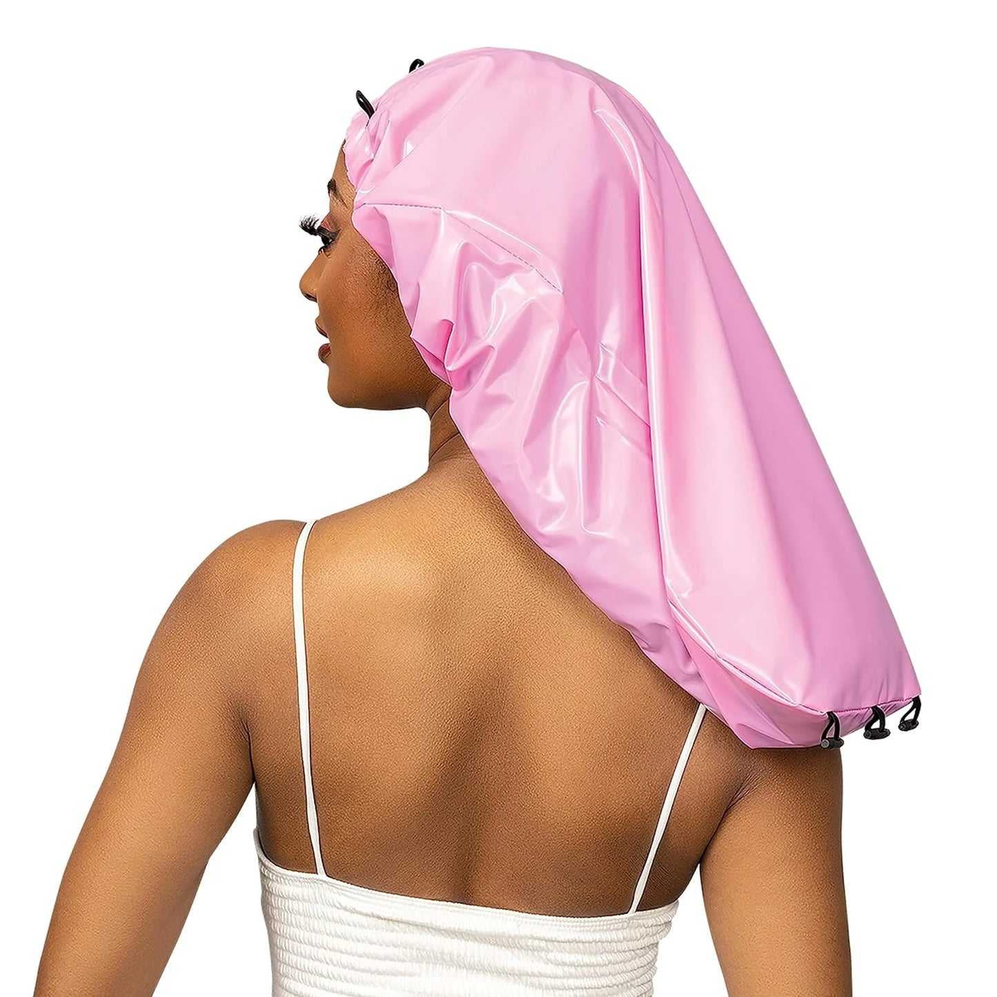 Pink Shower Cap for Extra Long Hair Braids, Locs, Twists, Waterproof for Adult Female, X-Long