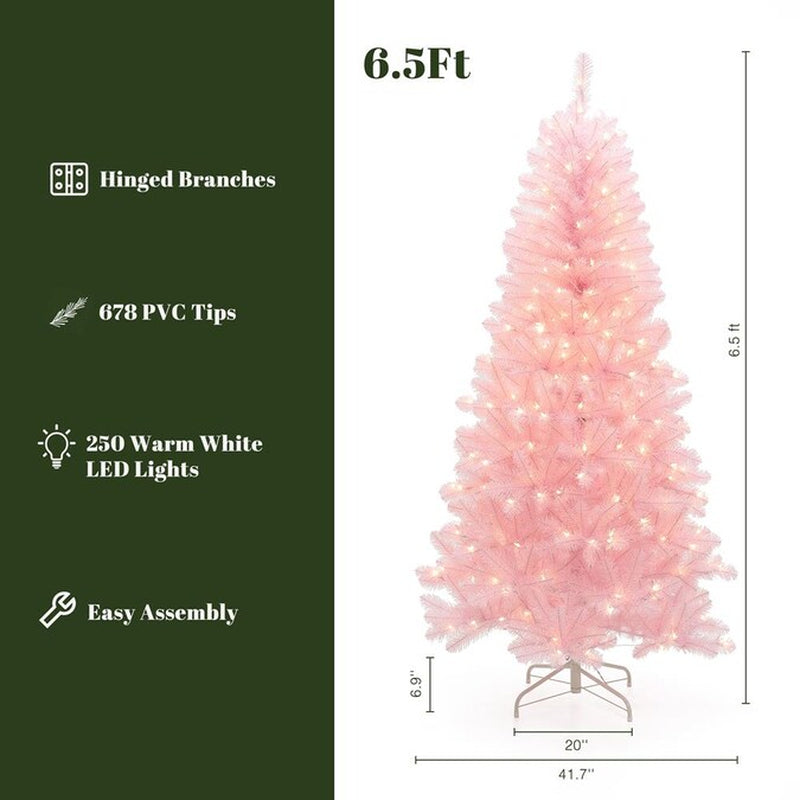 6.5-Ft Pre-Lit Artificial Christmas Tree with White LED Lights