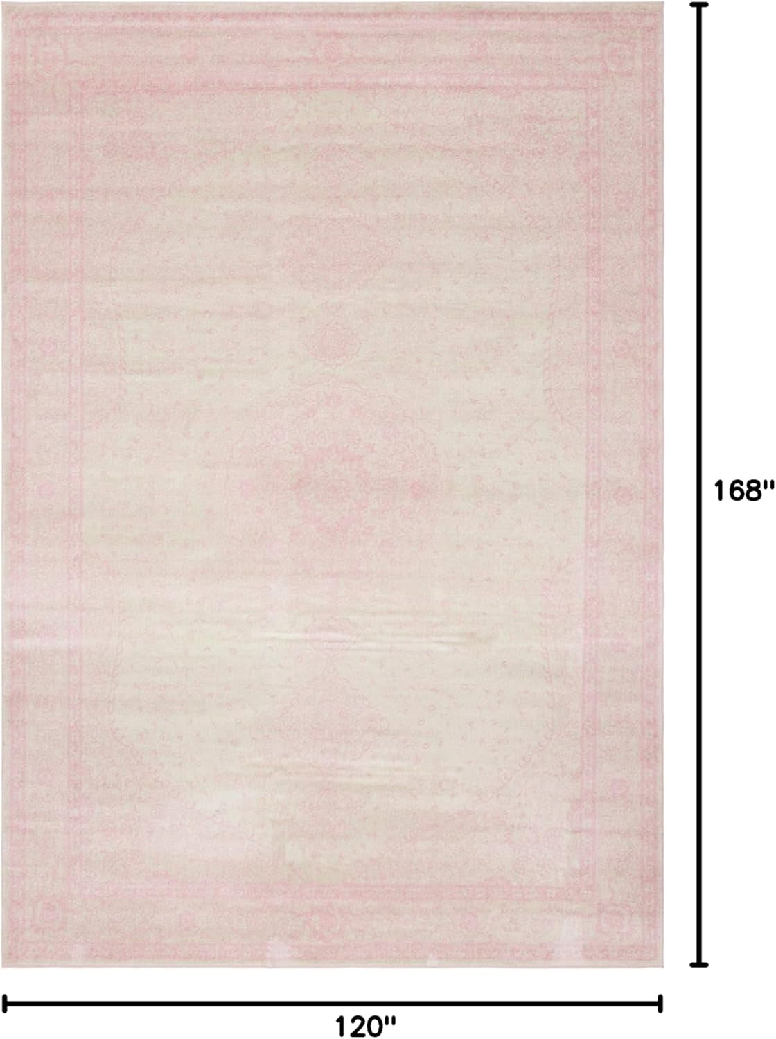 Dover Collection Rug – 10' X 14' Pink Low-Pile Rug Perfect for Living Rooms, Large Dining Rooms, Open Floorplans