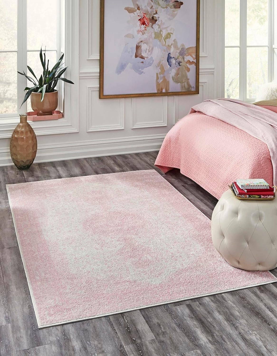 Dover Collection Rug – 10' X 14' Pink Low-Pile Rug Perfect for Living Rooms, Large Dining Rooms, Open Floorplans