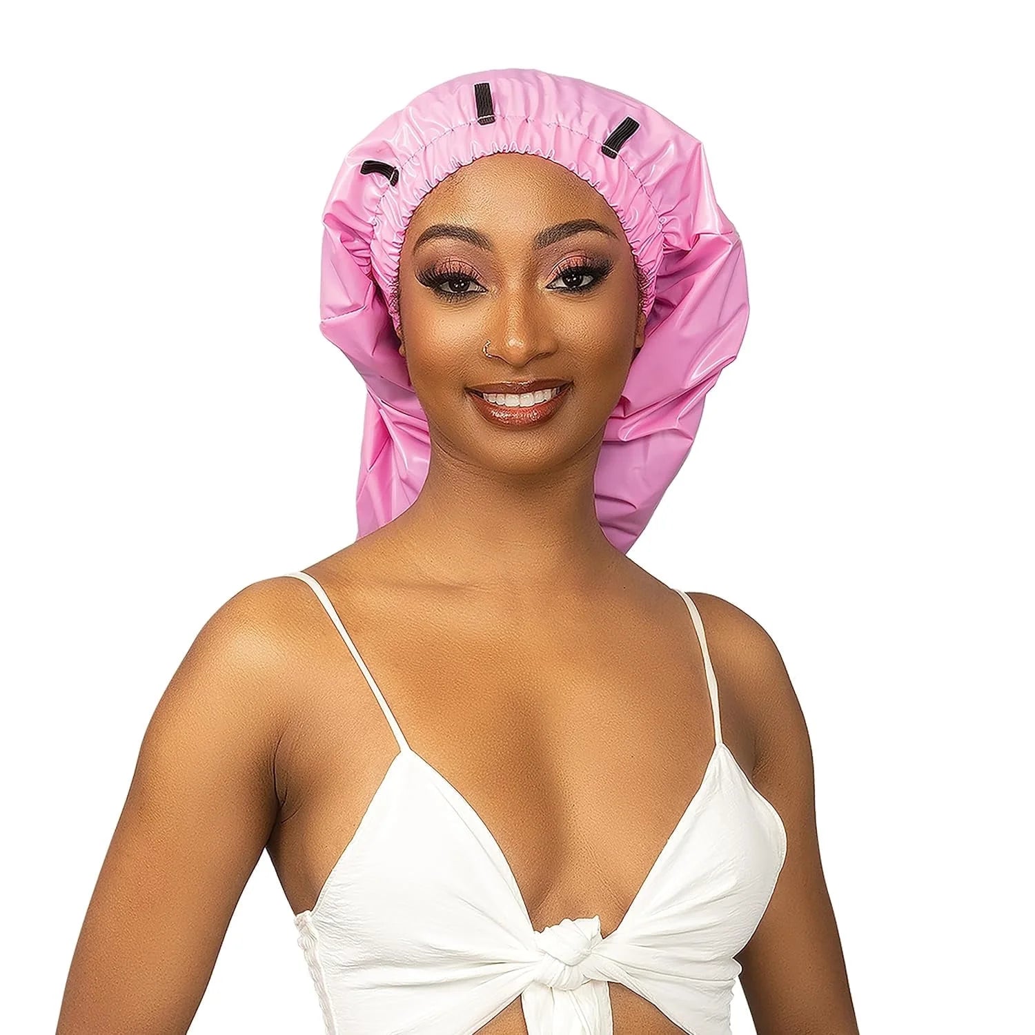 Pink Shower Cap for Extra Long Hair Braids, Locs, Twists, Waterproof for Adult Female, X-Long