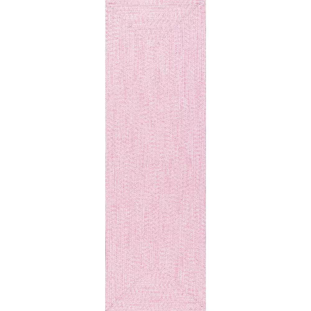 Lefebvre Casual Braided Pink 3 Ft. X 8 Ft. Indoor/Outdoor Runner Patio Rug