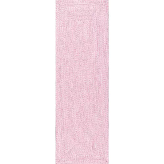 Lefebvre Casual Braided Pink 3 Ft. X 8 Ft. Indoor/Outdoor Runner Patio Rug