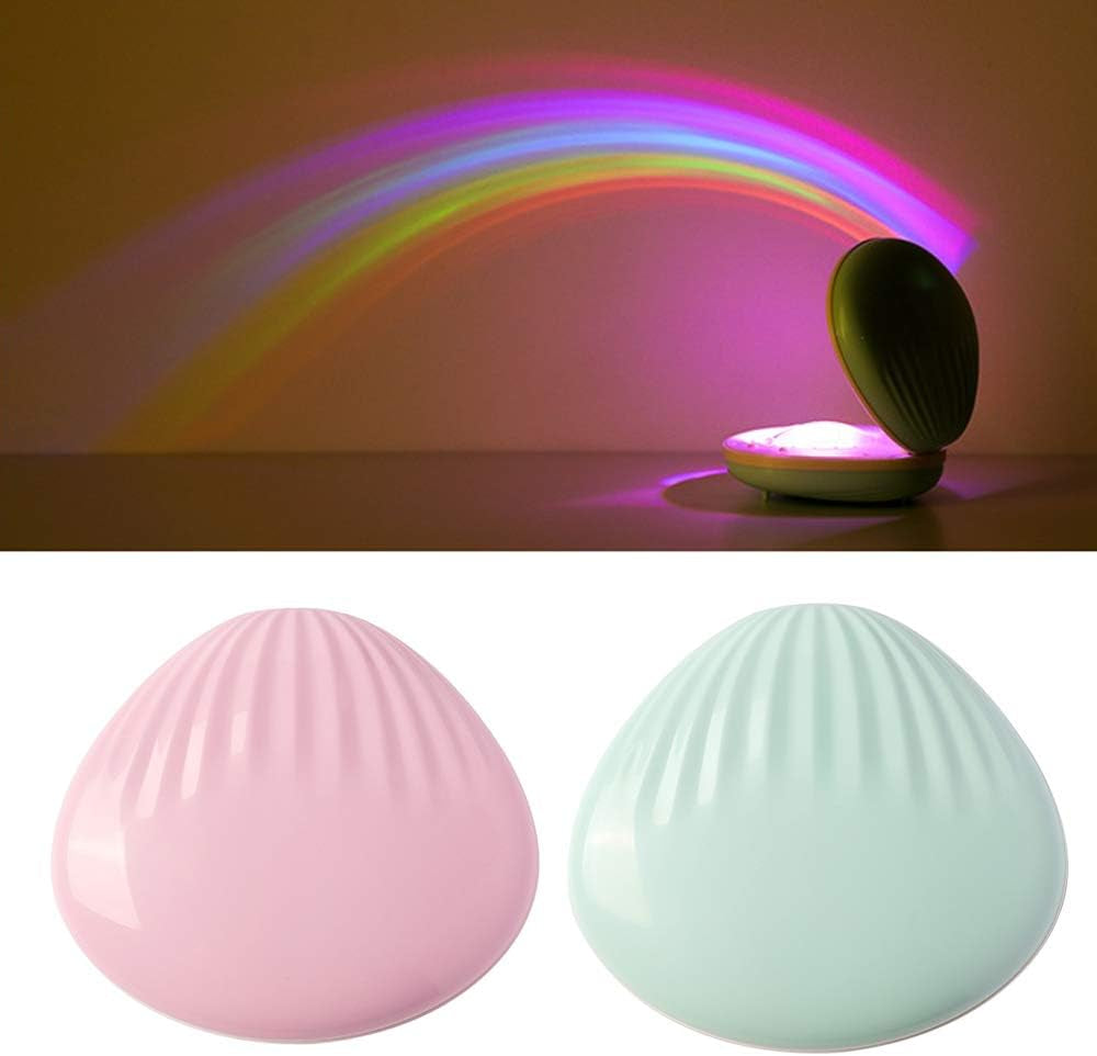 Rainbow Projector Night Light Rechargeable Shell Shaped Perfect for Wife Girl Friends Teenager Christmas Gifts Xmas Gift Girl Birthday Gift Present for Boys and Girls (Pink)