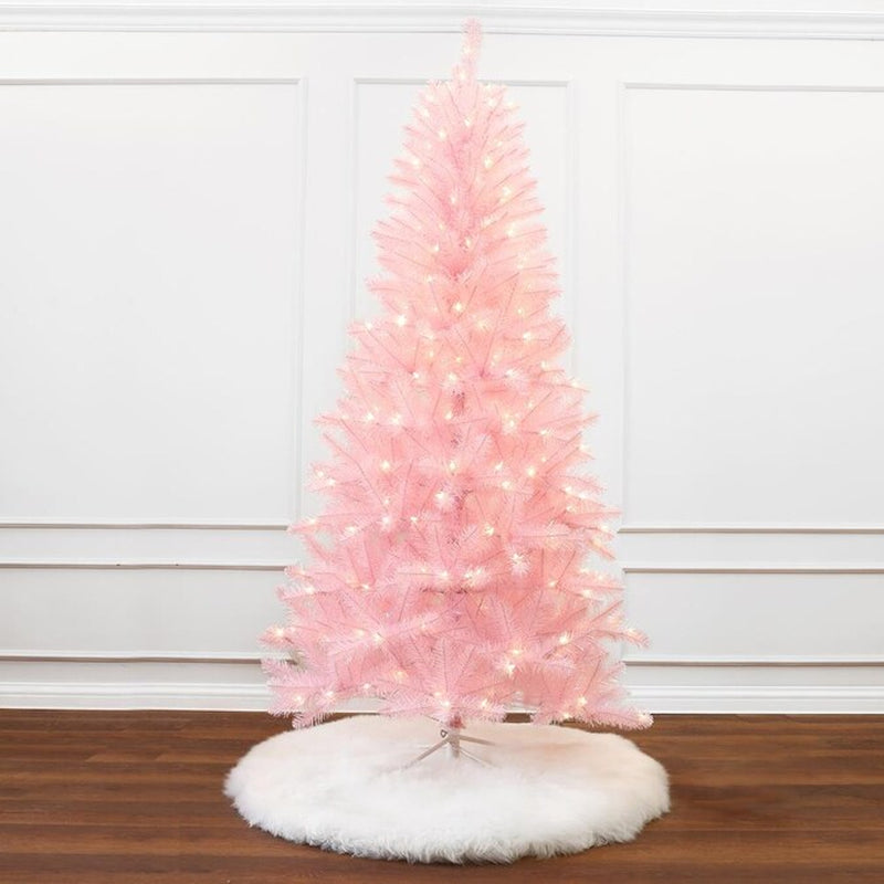 6.5-Ft Pre-Lit Artificial Christmas Tree with White LED Lights